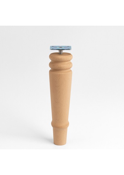 Bohem 20 cm Doğal Ahşap Ayak Boyasız Ham Silindir Mobilya Koltuk Kanepe Ayağı Metal Aparat Dahil