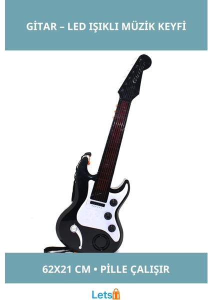 Müzikli LED Işıklı Dekoratif Gitar 62X21 cm