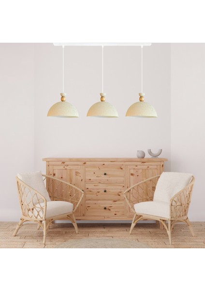 Üçlü Yimpi Dokulu Açık Krem Avize Sarkıt Salon Kuaför Cafe Dekoratif Aydınlatma Pastane modelleri