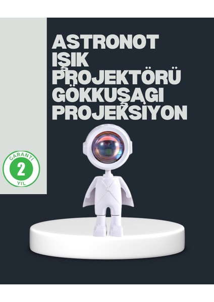 Buğz Astronot Tasarımlı Gün Batımı Efektli Şarjlı LED Lamba