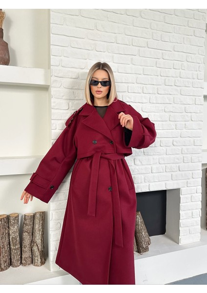 Kadın Kaşe Kuşaklı Pelerin Detay Extra Oversize Kaban / Trençkot fiyatları