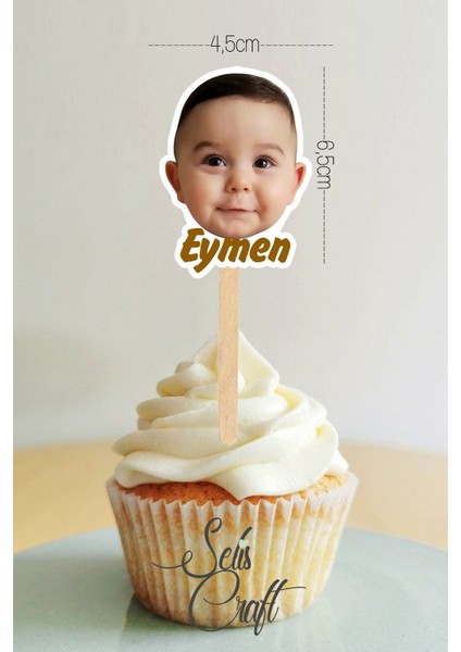 Isimli Doğum Günü Cupcake Fotoğraflı Pasta Dekor Süslemesi 12 Ade modelleri