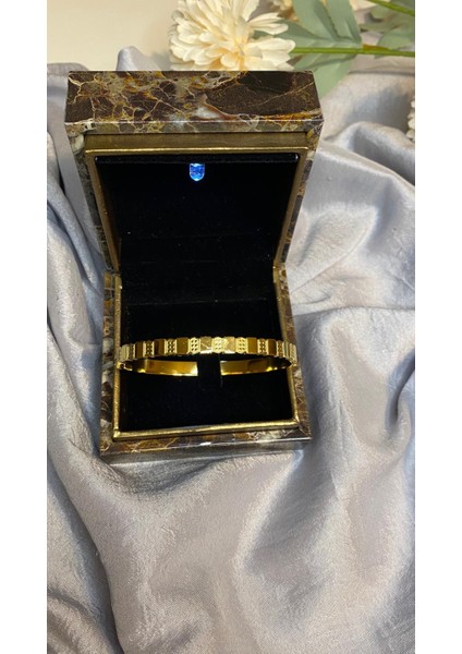 Gold Trend Taşlı Işlemeli Kelepçe Bileklik