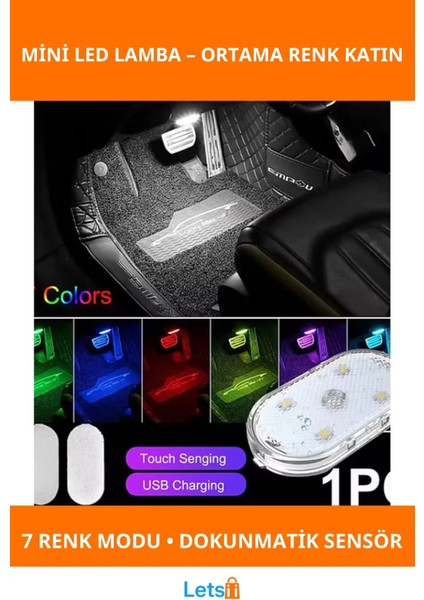 7 Renk Modlu Dokunmatik Sensörlü Kablosuz Mini LED Lamba