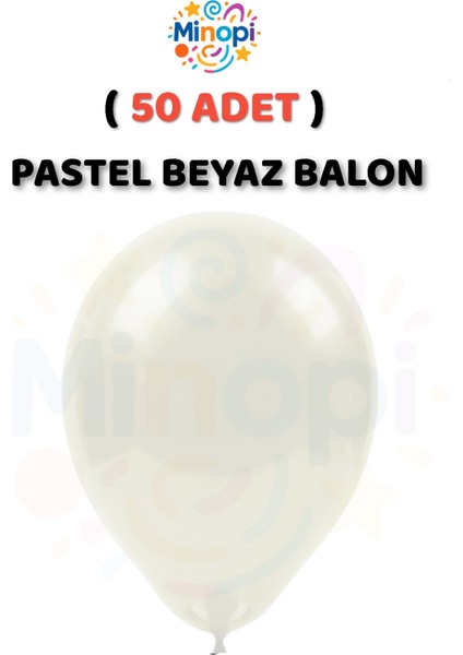 ( 50 Adet ) Beyaz Balon 12'' Lateks Pastel Balon Doğum Günü Organizasyon Süsleme