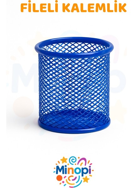 Plastik Mavi Fileli Kalemlik Ofis Kalemlik Büro Kalemliği