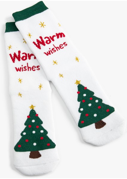 Havlu Soket Desenli Yılbaşı Çorabı