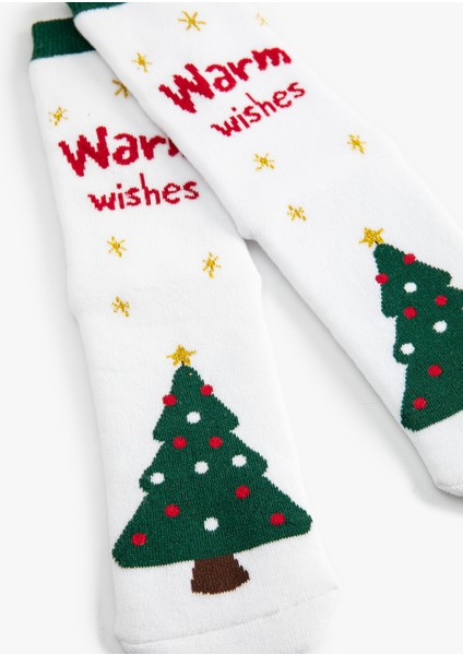 Havlu Soket Desenli Yılbaşı Çorabı modelleri