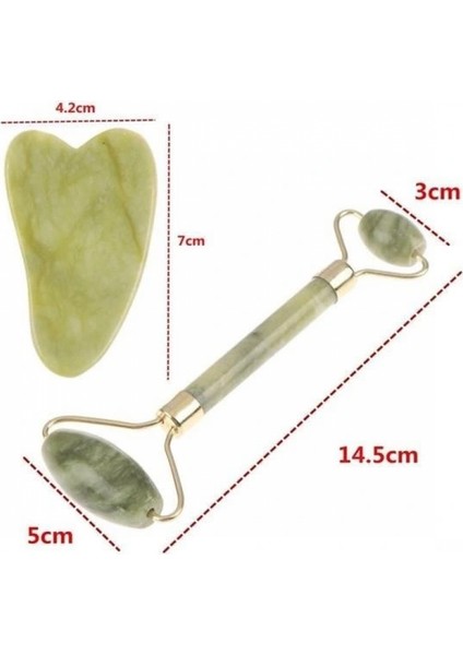 İEG® Çift Taraflı 2li Cilt Yüz Masaj Aleti Jade Roller Yeşim Taşı Seti fırsatları