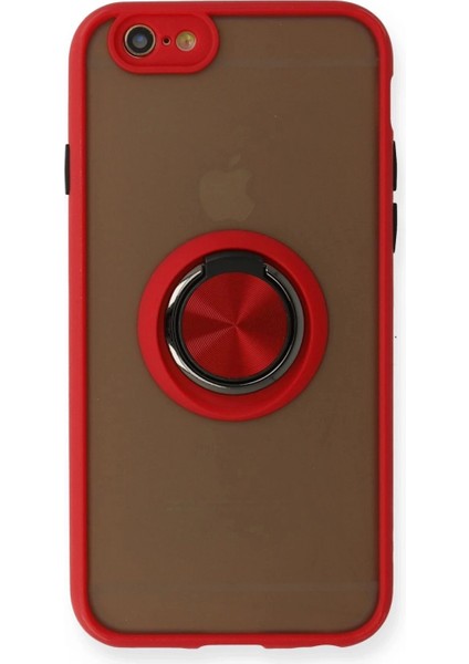iPhone 6 Kılıf Montreal Yüzüklü Silikon Kapak - Kırmızı (K95)
