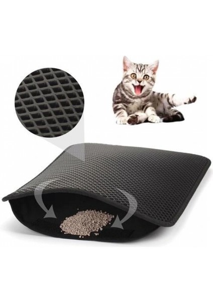 Ieg® Kedi Tuvalet Önü Kum Toplayıcı Temizleyici Elekli Gri Paspas