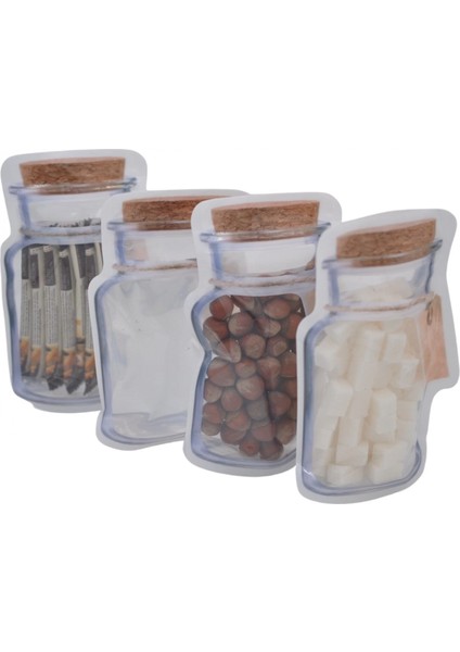 Kavanoz Görünümlü Kilitli Poşet Çıtçıtlı ve Pratik Torba 4 Adet (K95)