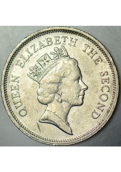 Hong Kong 1 Dolar 1990 Ingiltere Hakimiyeti Kraliçe Iı. Elizabeth Dönemi. 25,5 mm modelleri