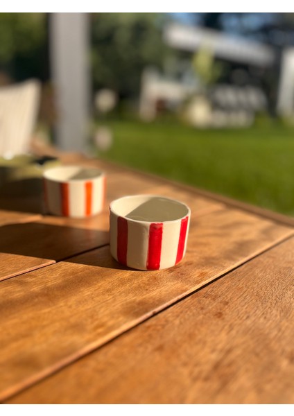 Çizgili Espresso&double Espresso Bardak- Kırmızı fiyatları