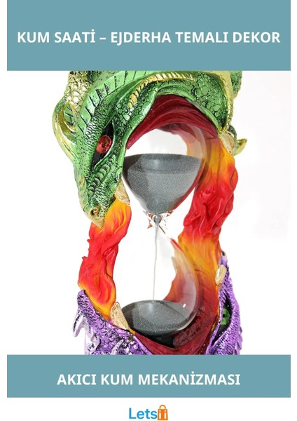 Polyester Dragon Tasarımlı Şık Kum Saati