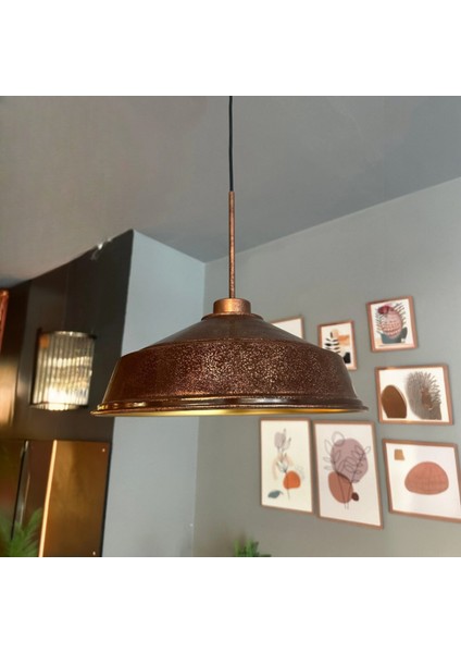 Patina Renk Asaletli Tekli Avize Patina Başlık Retro Sarkıt Lamba Restoran Salon Aydınlatma