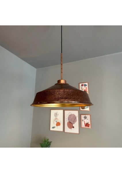 Patina Renk Asaletli Tekli Avize Patina Başlık Retro Sarkıt Lamba Restoran Salon Aydınlatma