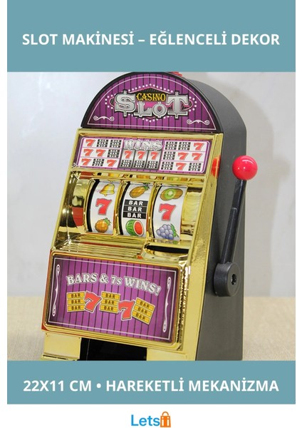 Eğlenceli Tasarımlı Slot Makinesi 22X11 cm Ofis ve Ev Dekoru