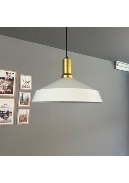 Lema Beyaz Tekli Avize Gold Fener Başlık Sarkıt Lamba Restoran Cafe Salon Avizeleri