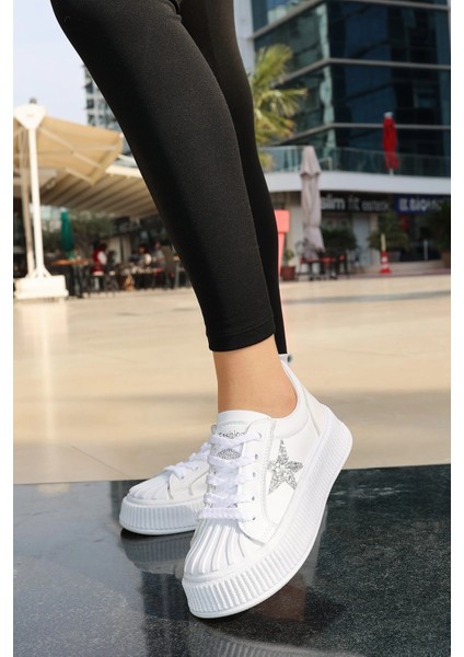 Mtxdpn Piata Beyaz Cilt Bağcıklı Spor Ayakkabı (Numara: 37)