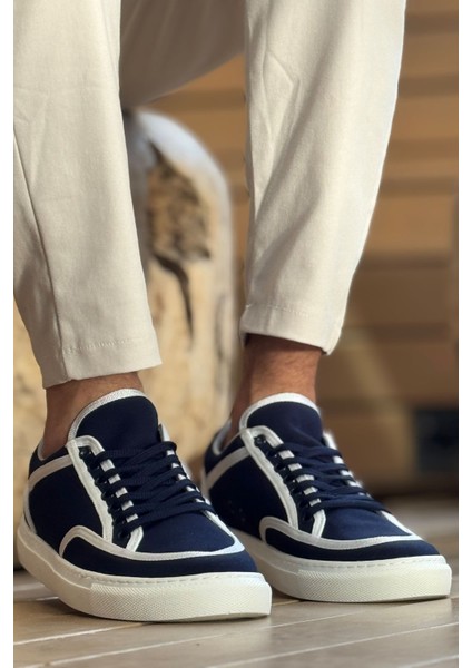 MN2505 - Keten Erkek Ayakkabı Lacivert Beyaz fiyatları