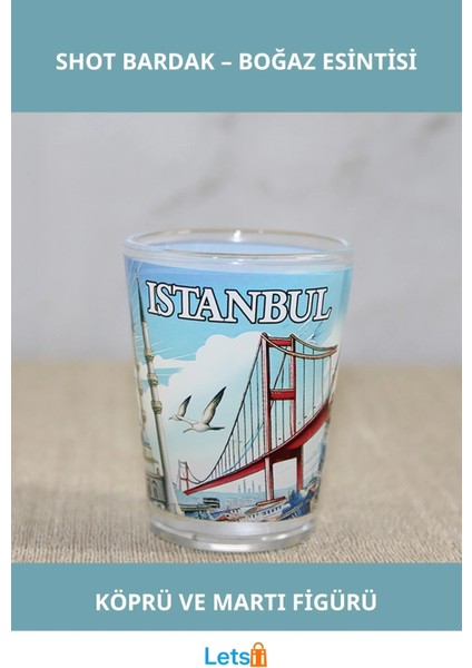 Istanbul Temalı Şık Cam Shot Bardak Boğaziçi Görselli