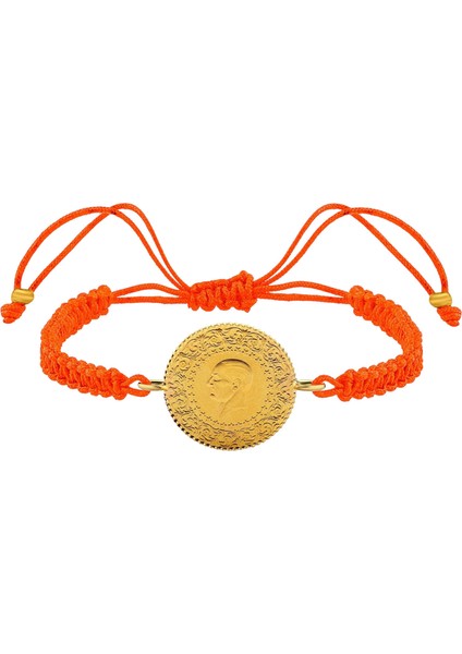 22 Ayar Yeni Çeyrek Altın Turuncu Ipli Bileklik