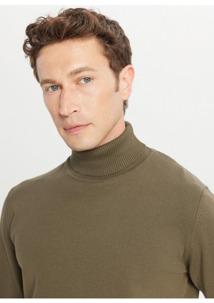 Tam Balıkçı Yaka Standart Haki Erkek Kazak ACE043261440_HAK fırsatları