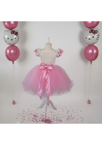Hello Kitty Kız Çocuk Kostümü - Hello Kitty Çocuk Elbise + Taç Hediyeli, Doğum Günü & Parti Elbisesi fiyatları
