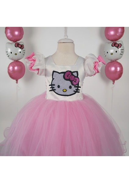 Hello Kitty Kız Çocuk Kostümü - Hello Kitty Çocuk Elbise + Taç Hediyeli, Doğum Günü & Parti Elbisesi fırsatları