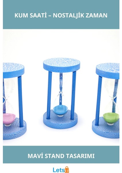 Mavi Standlı Modern Dekoratif Kum Saati