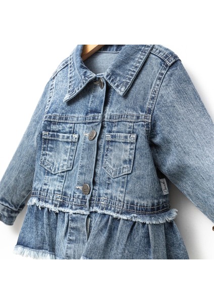 Fırfır Nakışlı Kız Çocuk Kot/denim Ceket fiyatları