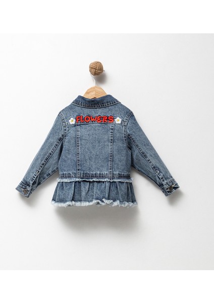 Fırfır Nakışlı Kız Çocuk Kot/denim Ceket modelleri