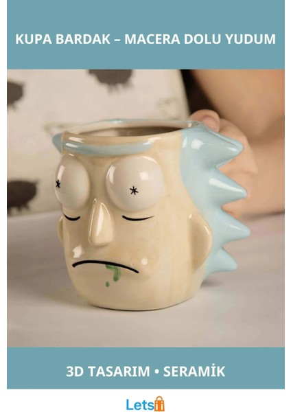 3D Rick And Morty Kupa Bardak 400ML Seramik Eğlenceli Tasarım