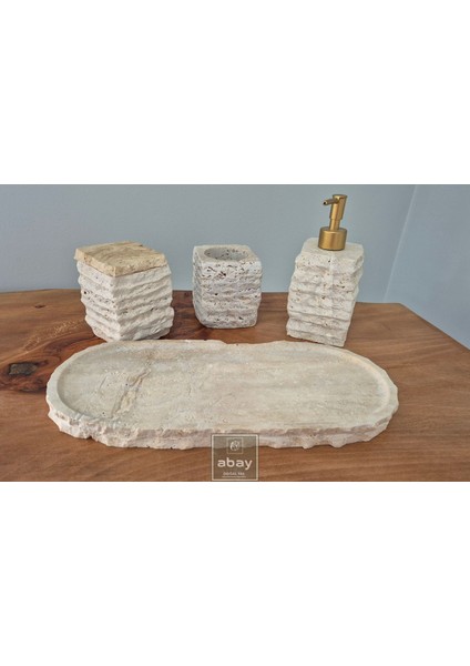 Traverten Kaya Model 4 Parça Banyo Seti fiyatları