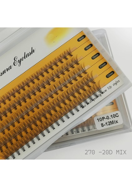 10D Hacimli Mix Kutu Demet Tekli Kirpik - Tekli Takma Kirpik - 270