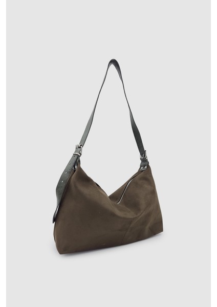 Suroa Ayarlanabilir Askılı Yumuşak Formlu Süet Hobo Kadın El, Kol ve Omuz Çantası Haki fiyatları