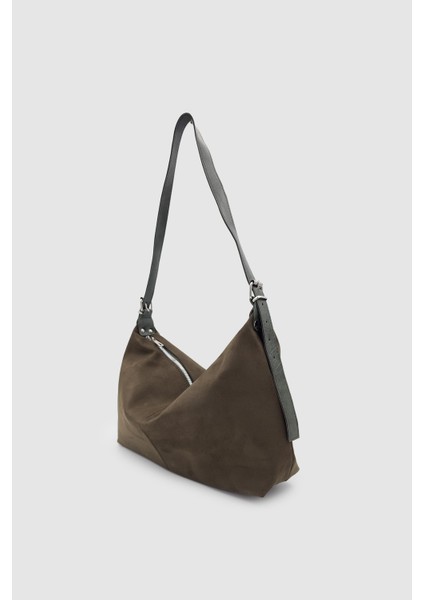 Suroa Ayarlanabilir Askılı Yumuşak Formlu Süet Hobo Kadın El, Kol ve Omuz Çantası Haki modelleri