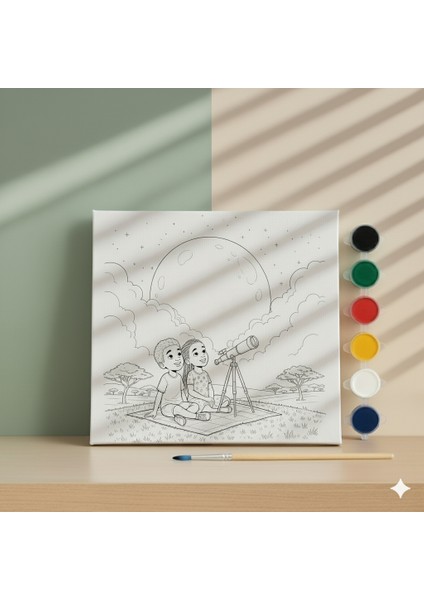 Çocuklar Için Afrikalı Minikler Bambotek ve Himbanın Teleskop Macerası Uzay Gözlem Boyama Seti