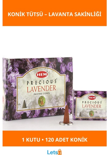 Precious Lavender Aromalı Rahatlatıcı Konik Tütsü 1 Kutu 12 Paket