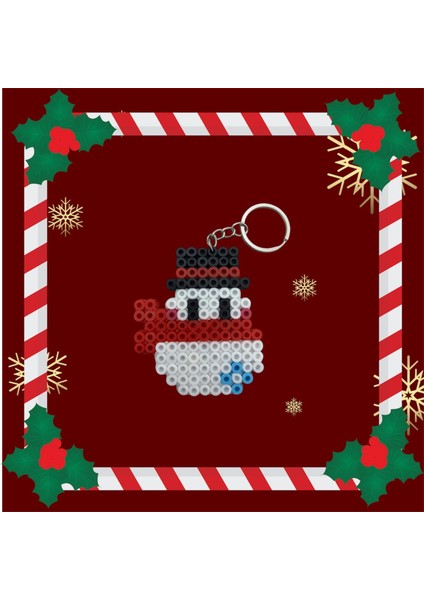 Yılbaşı Temalı Pixcel Kardan Adam Anahtarlık