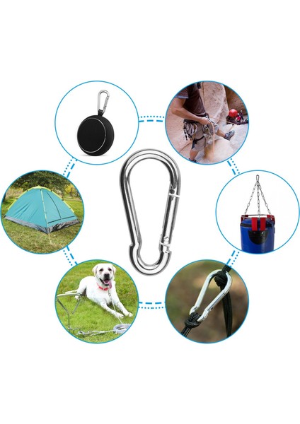 Karabina 8 mm Yaylı Kanca Galvanizli Olta Dağcılık Kamp Malzemeleri Salıncak Anahtar Askı 5 Adet