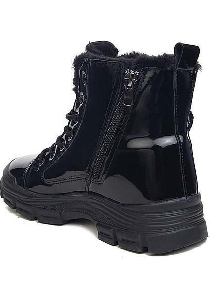 (Conpax) Içi Yünlü Termo Kaymaz Taban Fermuarlı&bağcıklı Çocuk Bot Rugan Siyah fırsatları
