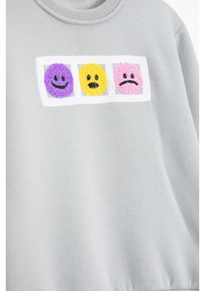 Gri Gülenyüz Nakışlı Şardonlu Kız Çocuk Eşofman Takımı 23357 fiyatları