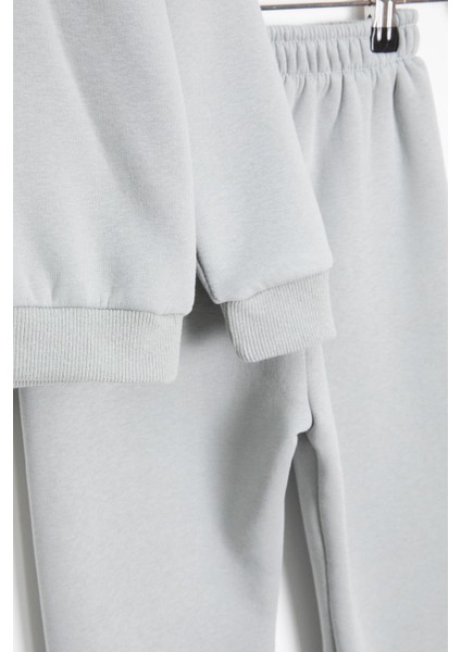 Gri Gülenyüz Nakışlı Şardonlu Kız Çocuk Eşofman Takımı 23357 modelleri