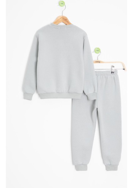 Gri Gülenyüz Nakışlı Şardonlu Kız Çocuk Eşofman Takımı 23357 indirimleri