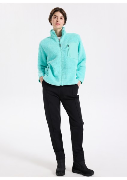 D5WL-SWT3497 Mint Dik Yaka Relaxed Düz Kadın Sweatmont fiyatları