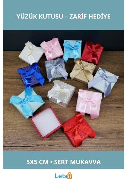 Renkli Mini Kurdeleli Yüzük Kutusu 5x5 cm Hediyelik