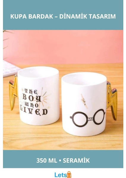 Şimşek Tasarımlı Seramik Kupa Bardak 350 ml