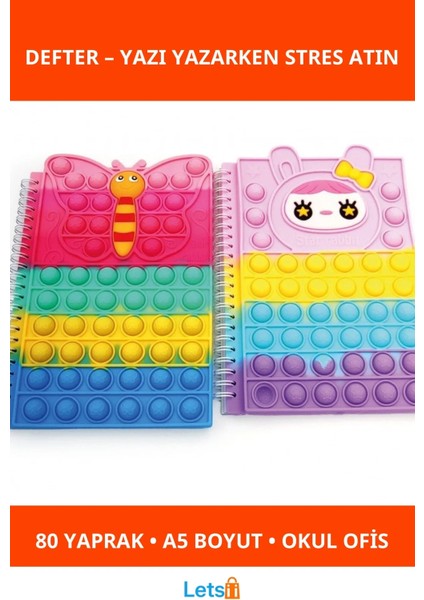 Sevimli Pop It Tasarımlı A5 Defter 80 Yaprak